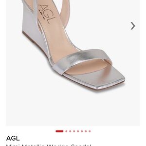 AGL Silver Metallic Wedge Sandals